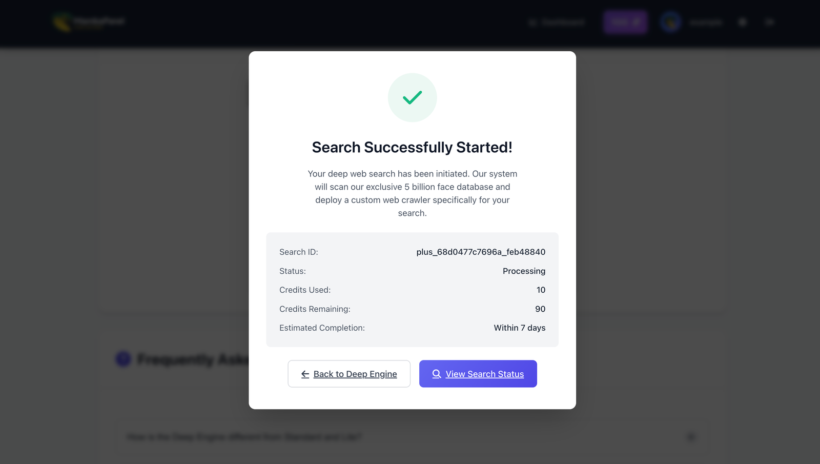 Deep Search Confirmation