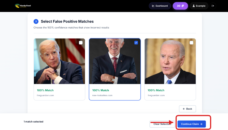 Select False Positive Matches