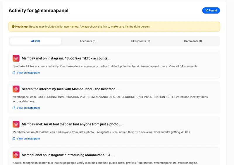 Instagram Activity Finder