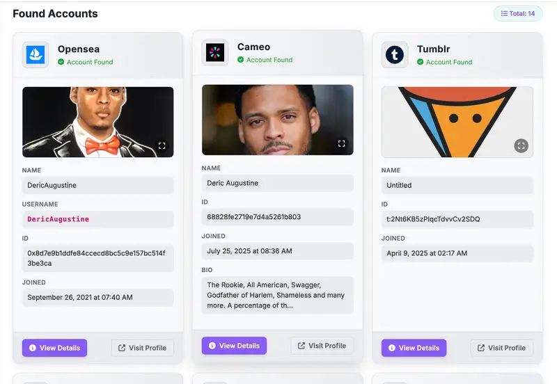 Lookup Services Results