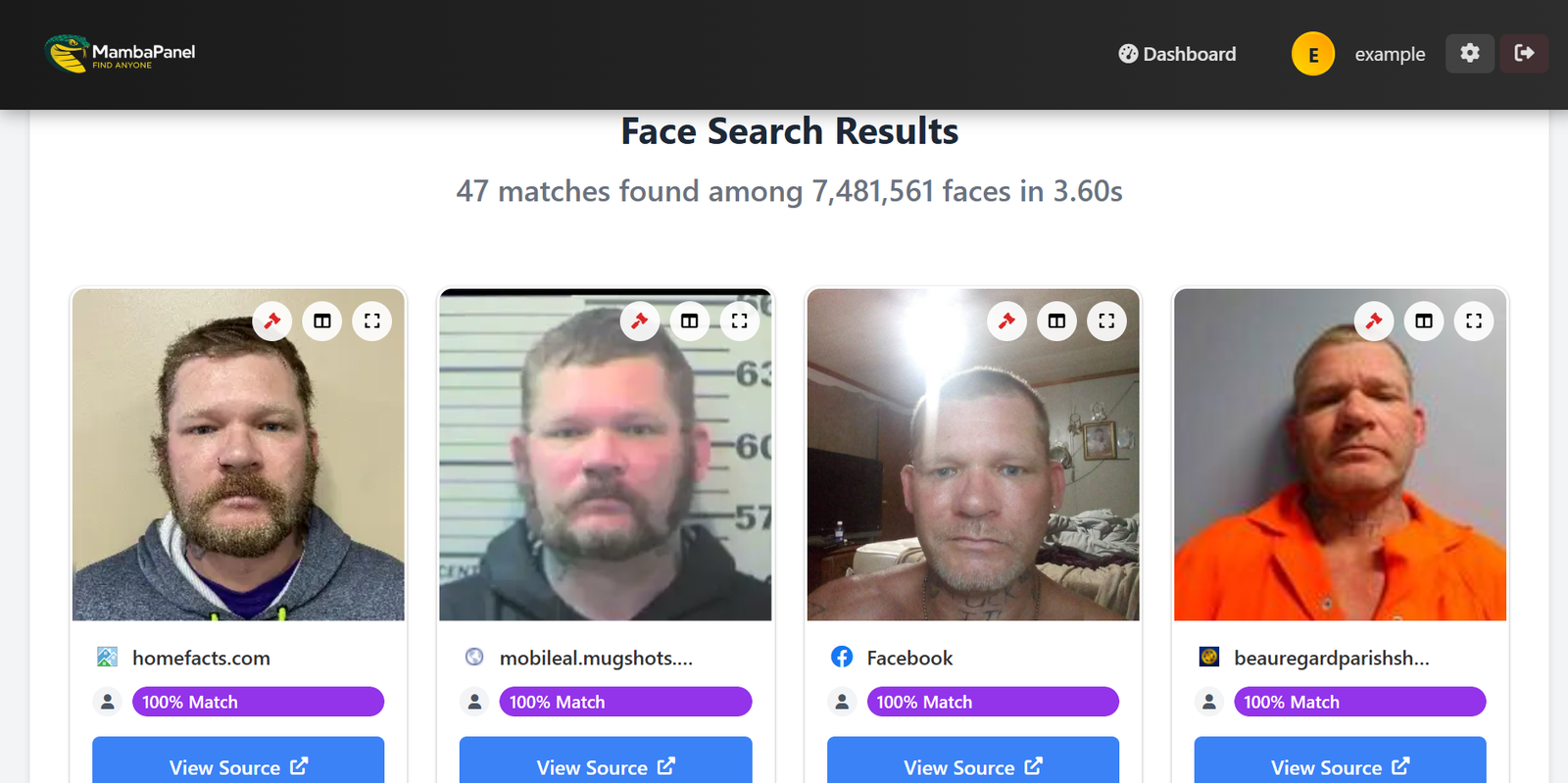 Wanted Person Search Results